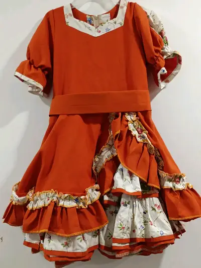 Vestido de niña estilo folclórico naranja - miniatura 1