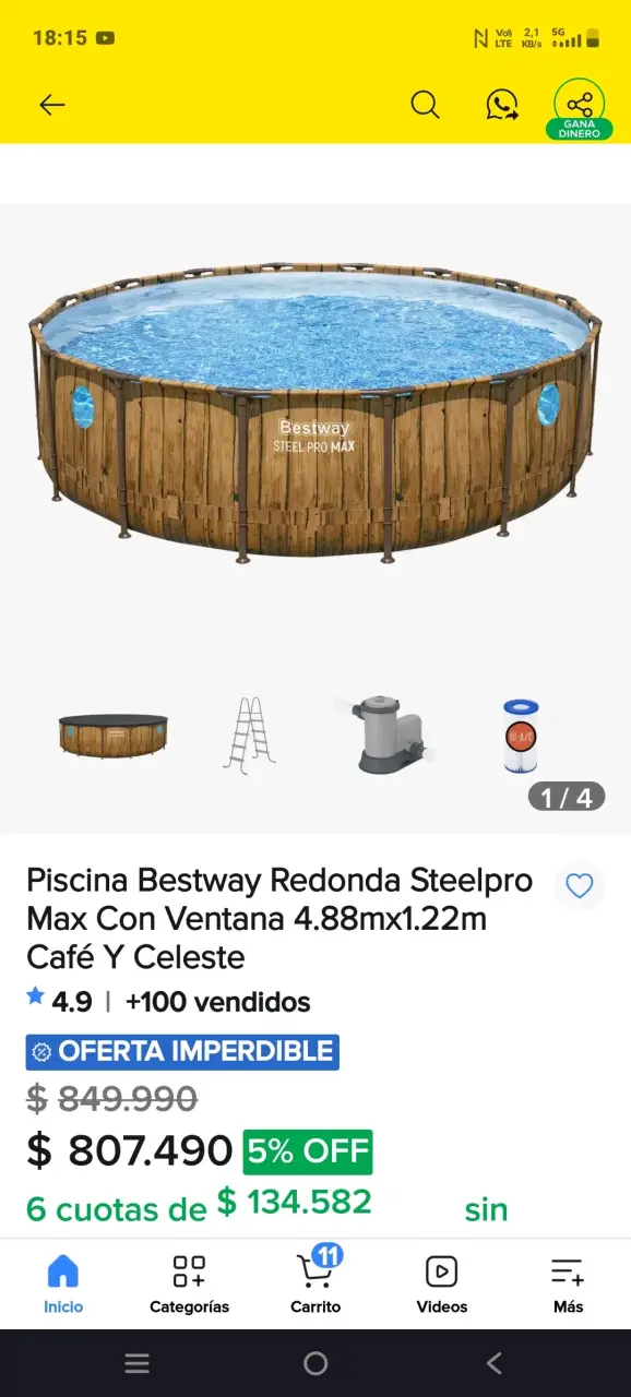 Piscina Bestway Redonda Steelpro Max 4.88m Café - 2