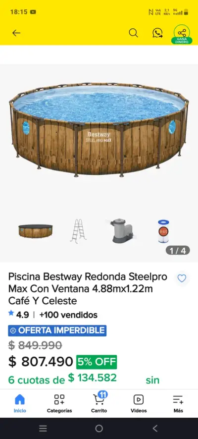 Piscina Bestway Redonda Steelpro Max 4.88m Café - miniatura 2