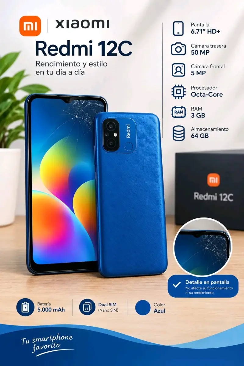 Smartphone Xiaomi Redmi 12C Azul 64GB