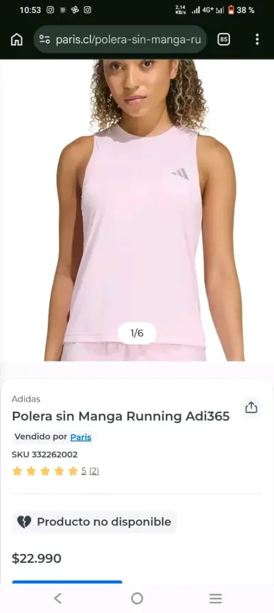 Polera sin mangas Adidas rosa para mujer - miniatura 2