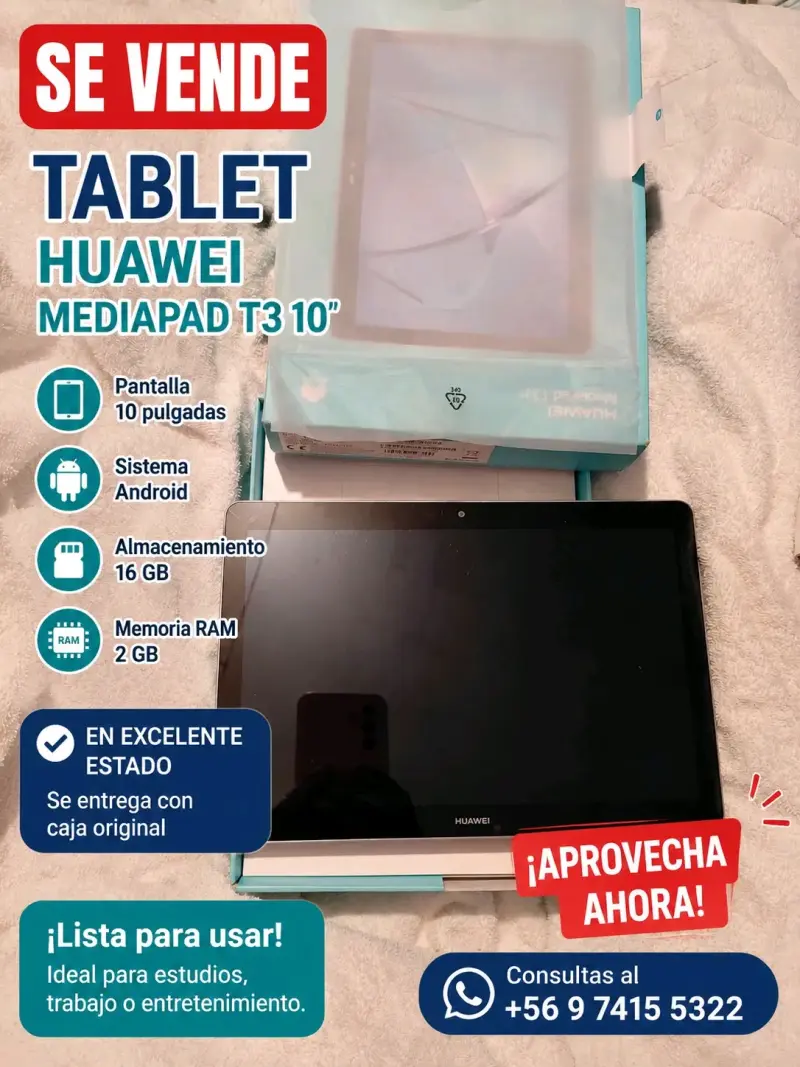 Tablet Huawei MediaPad T3 10 pulgadas en excelente estado