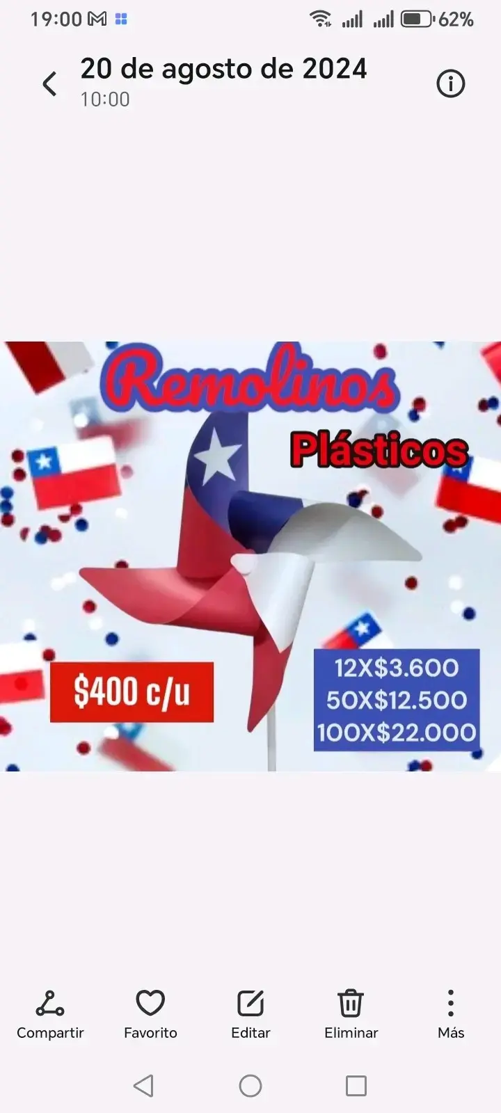 Remolinos plásticos decorativos chilenos