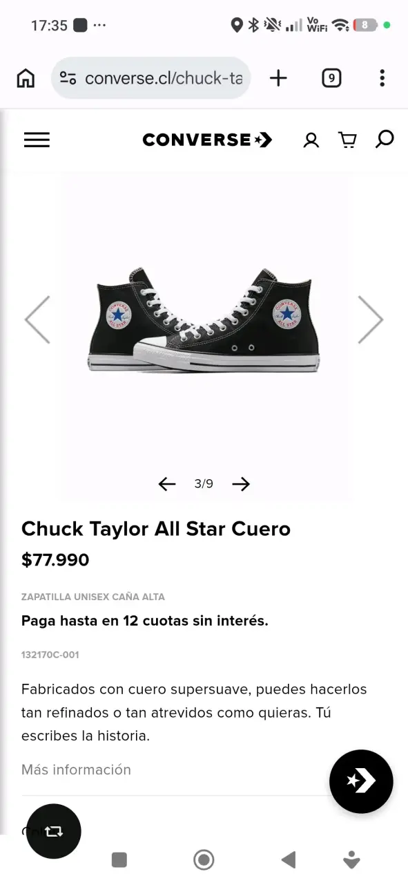 Zapatillas Converse Chuck Taylor All Star Cuero Negro - 2