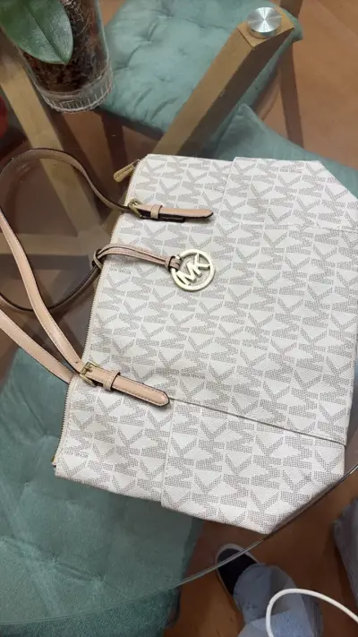 Bolso tote beige Michael Kors con logo - miniatura 1