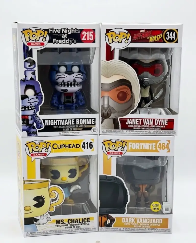 Set de Figuras Funko Pop Nightmare Bonnie, Janet Van Dyne, Ms. Chalice y Dark Vanguard