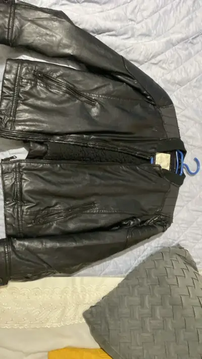 Chaqueta de cuero negra Zara Boys - miniatura 1