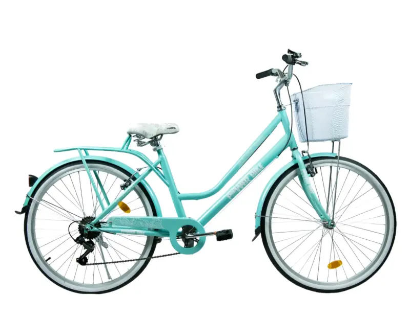 Bicicleta urbana turquesa con canasto - 1