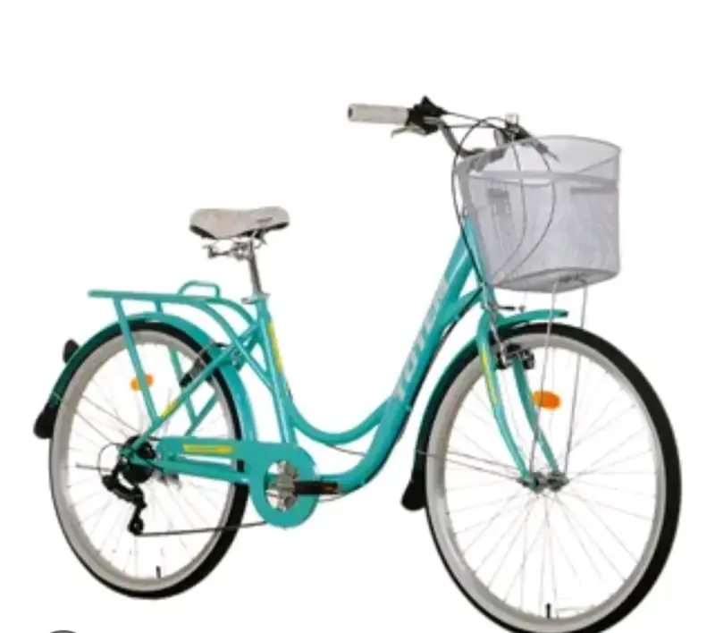 Bicicleta urbana turquesa con canasto - 2