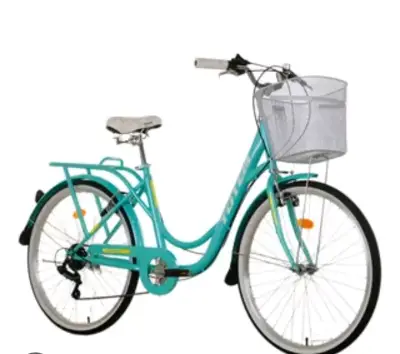 Bicicleta urbana turquesa con canasto - miniatura 2