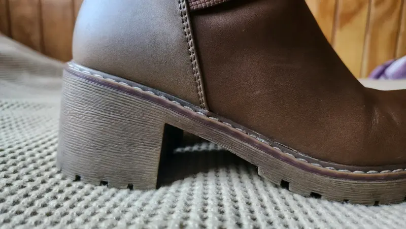 Botines de cuero marrón con tacón - 6