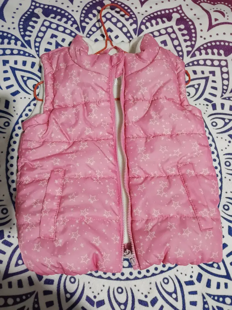 Chaqueta acolchado rosa para niña con estrellas - 3