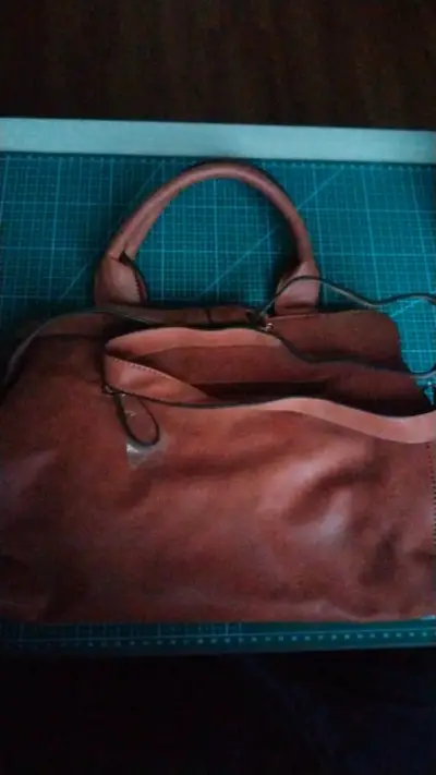 Bolso de cuero marrón con flecos Prüne - miniatura 2