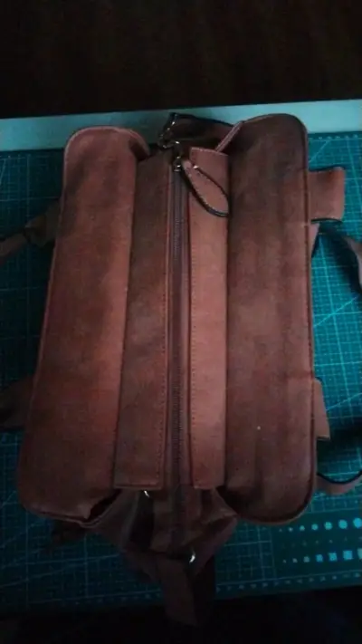 Bolso de cuero marrón con flecos Prüne - miniatura 3
