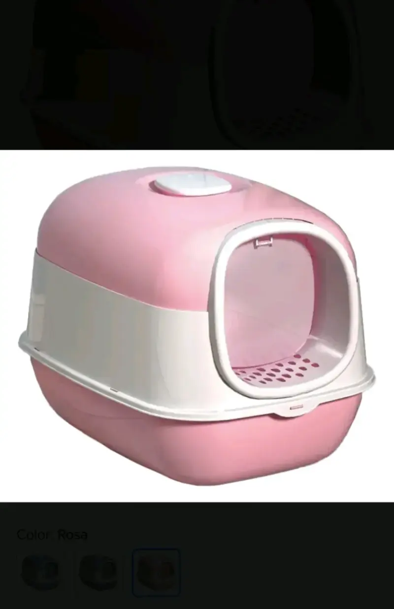 Arenero cerrado para gatos color rosa - 1