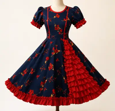 Vestido de cueca  con blonda - miniatura 2