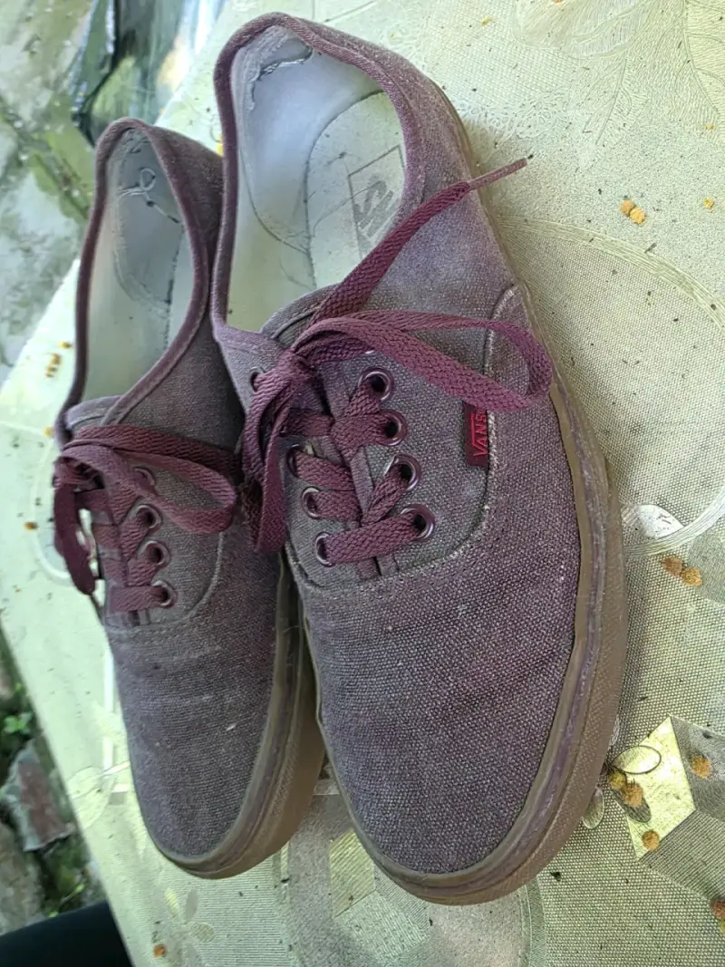 Zapatillas Vans burdeos de lona usadas - 1