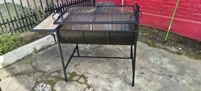Parrilla de tambor metálica con soporte - 3