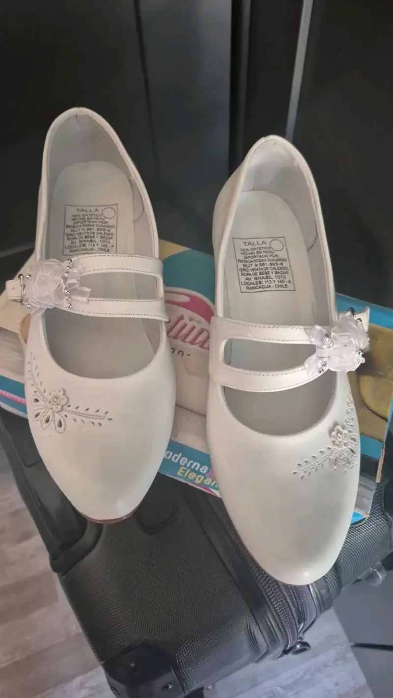 Zapatos de Primera Comunión Blancos con Flores - 2