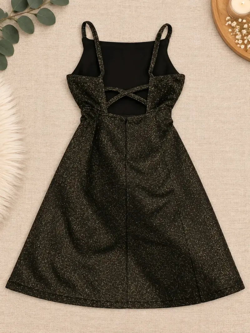 Vestido negro con brillo talla 16 - 2
