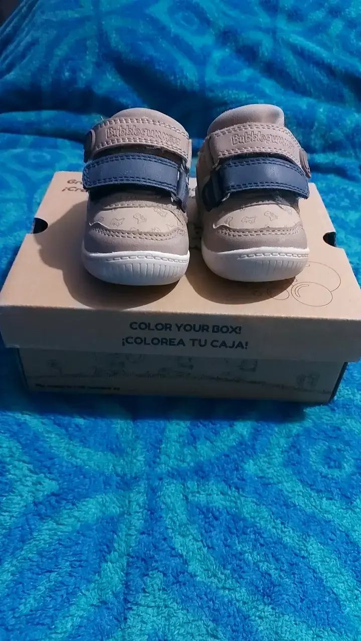 Zapatillas Bubblegummers para niños beige y azul - 1