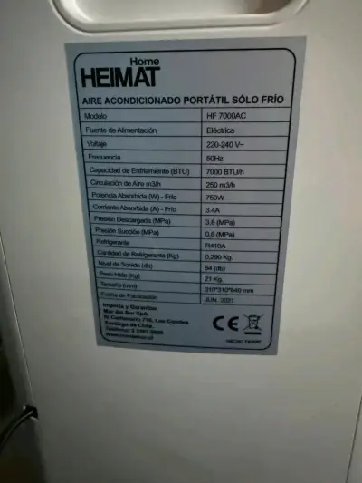 Aire acondicionado portátil Heimat HF7000AC - miniatura 3