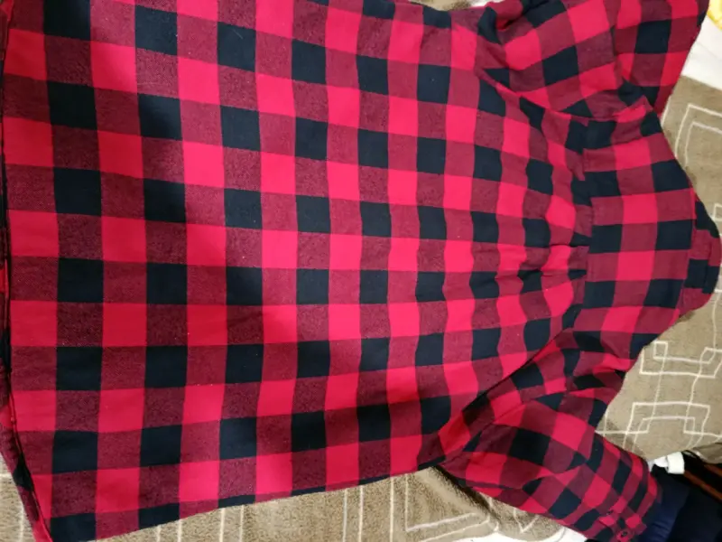 Chaqueta de franela a cuadros roja y negra XL - 3