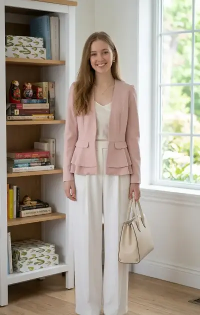 Blazer rosa elegante para mujer - miniatura 1