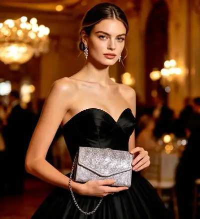 Cartera de fiesta Steve Madden plateada con strass - miniatura 1