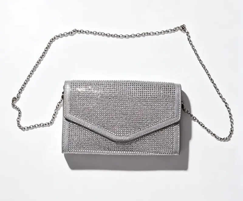 Cartera de fiesta Steve Madden plateada con strass - 2