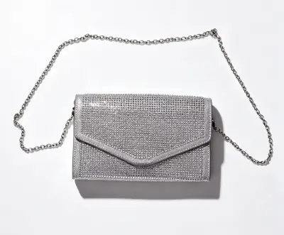 Cartera de fiesta Steve Madden plateada con strass - miniatura 2