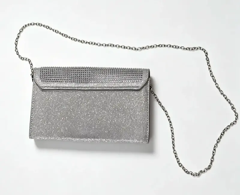Cartera de fiesta Steve Madden plateada con strass - 3