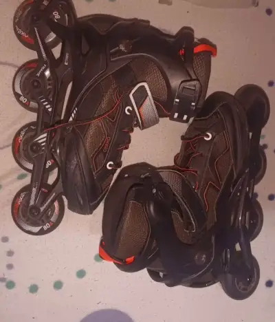 Patines en línea Oxelo negros con rojo - miniatura 1