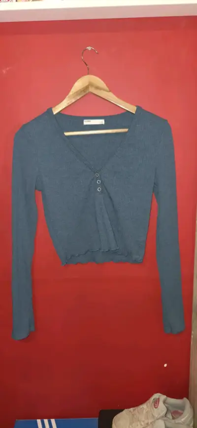 Polera manga larga azul Pull&Bear - miniatura 1