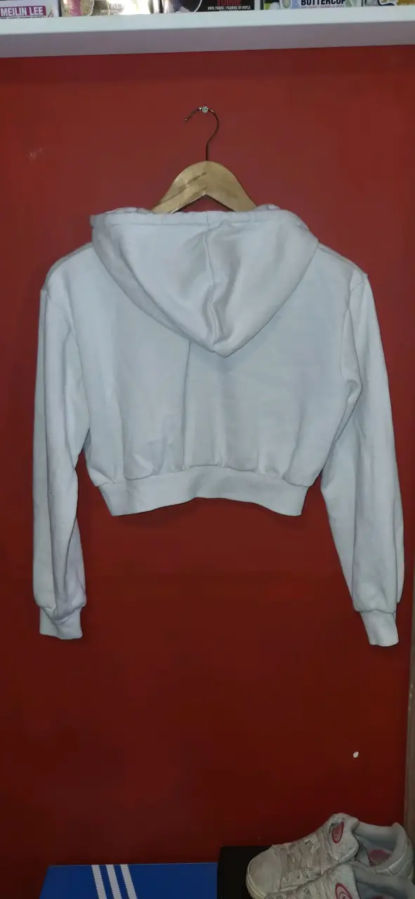 Polerón corto con capucha blanco H&M - 2