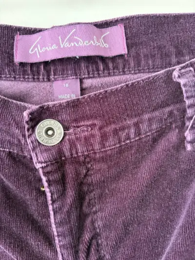 Pantalon cotele morado Gloria Vanderbilt - miniatura 2