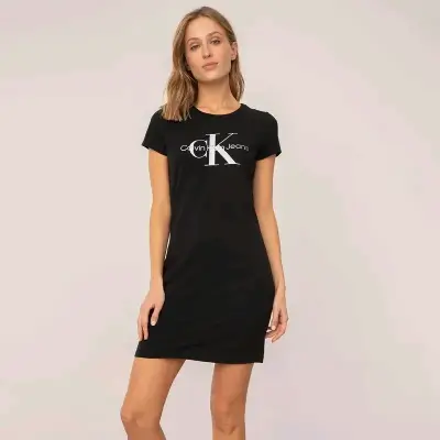 Vestido Calvin Klein Jeans burdeos con logo - miniatura 3