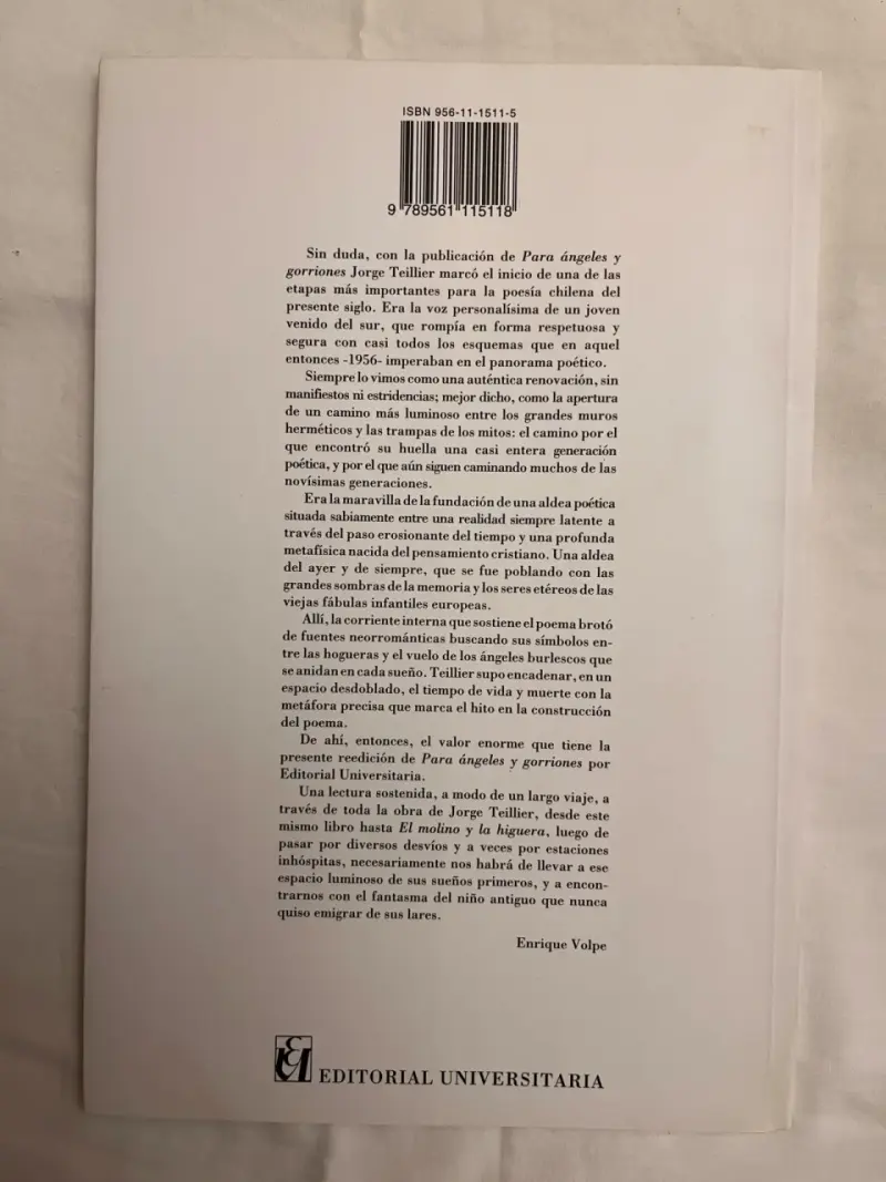 Libro 'Para Ángeles y Gorriones' de Jorge Teillier - 2