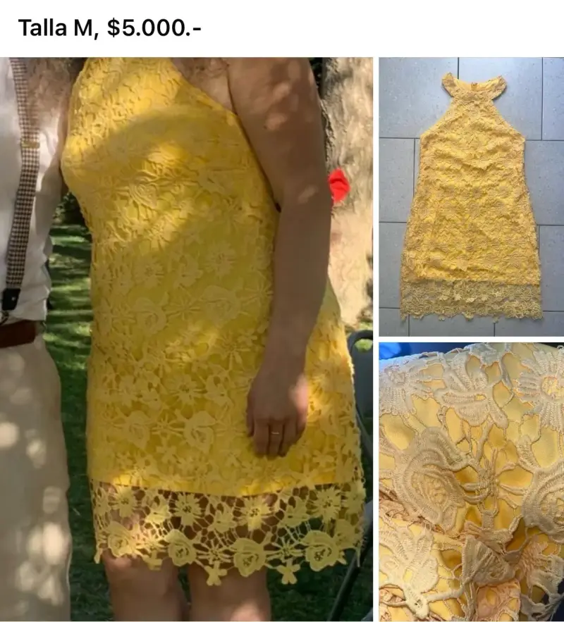 Vestido de encaje amarillo talla M