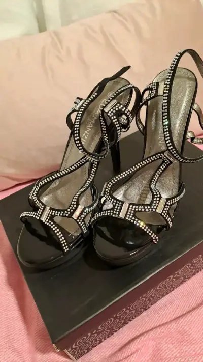 Sandalias de tacón alto con brillantes Ed Mavazin - miniatura 2
