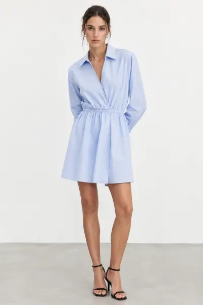 Vestido camisero azul claro Zara - miniatura 2