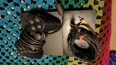 Consola PlayStation 2 con control y cables - miniatura 3