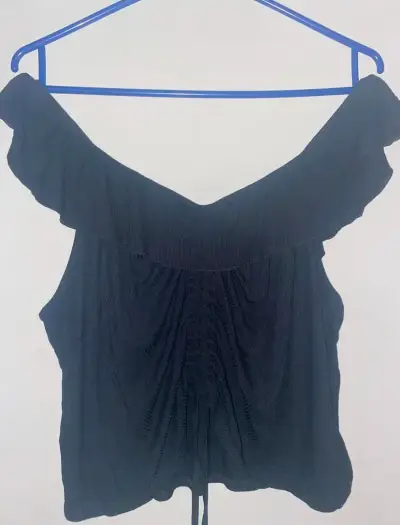 Blusa negra con volantes Fiorucci - miniatura 2