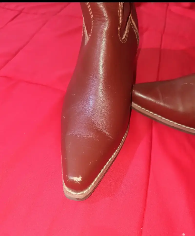 Botas vaqueras de cuero marrón para mujer - 2