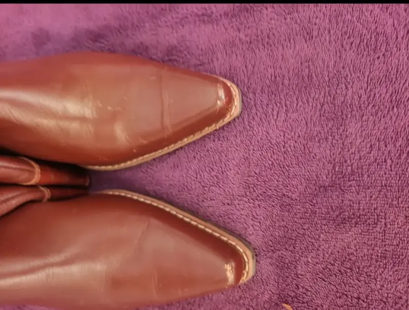 Botas vaqueras de cuero marrón para mujer - 4