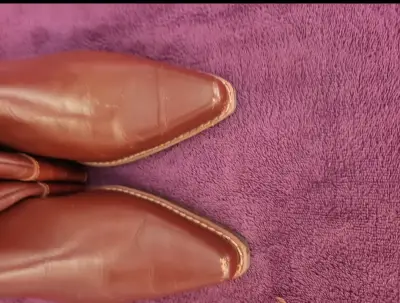 Botas vaqueras de cuero marrón para mujer - miniatura 4