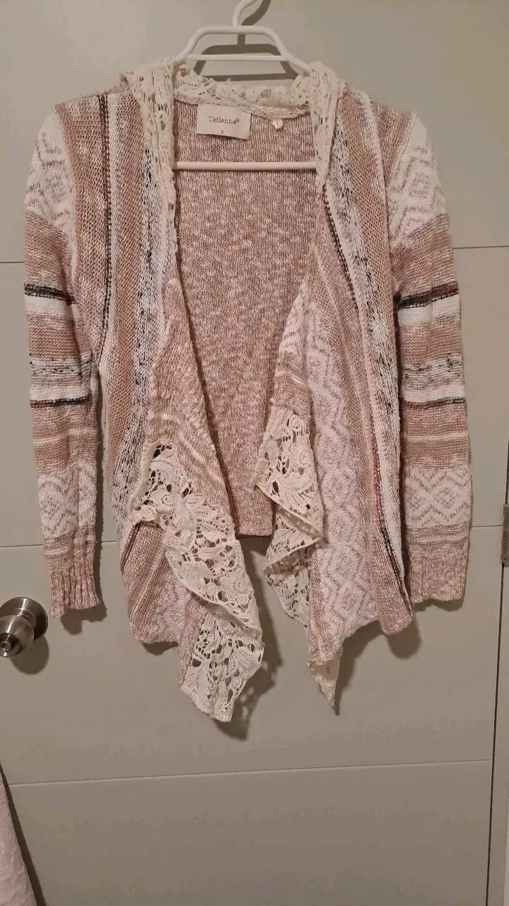 Cardigan de punto beige con encaje Tatienne - 1