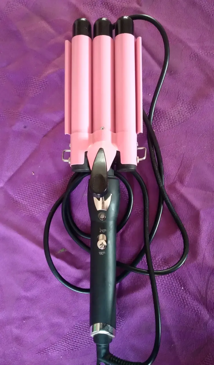 Rizador de cabello triple barril rosa