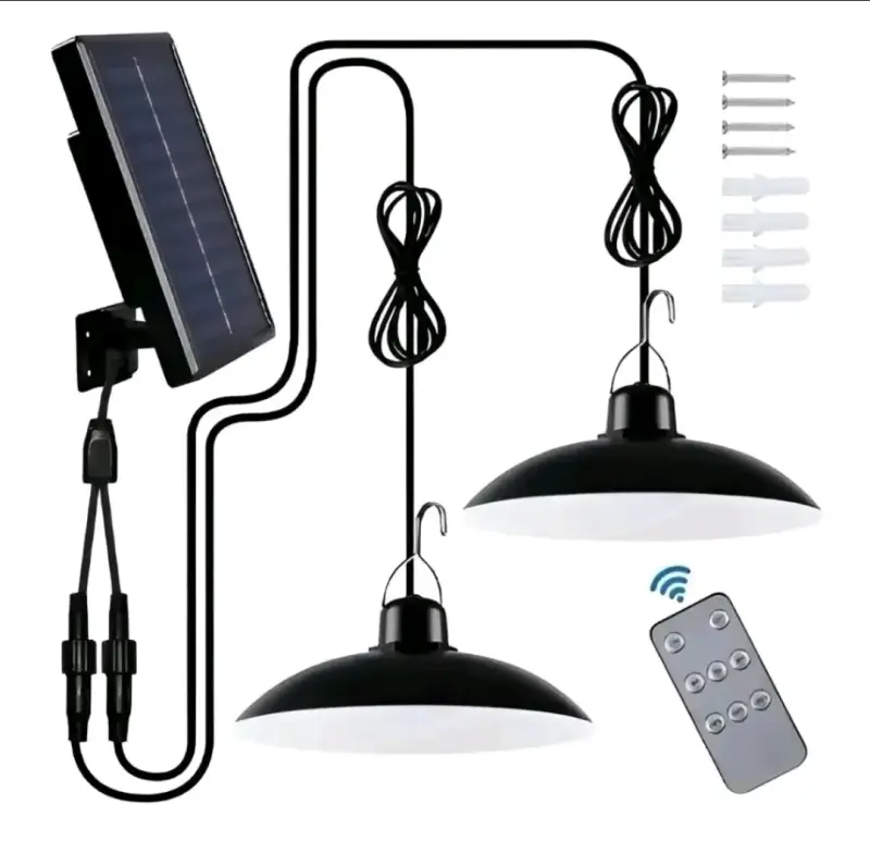 Lámpara solar colgante doble con control remoto - 2