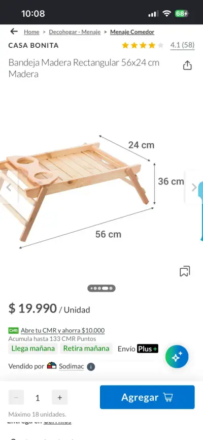 Mesa Desayunador de Madera Plegable - miniatura 6